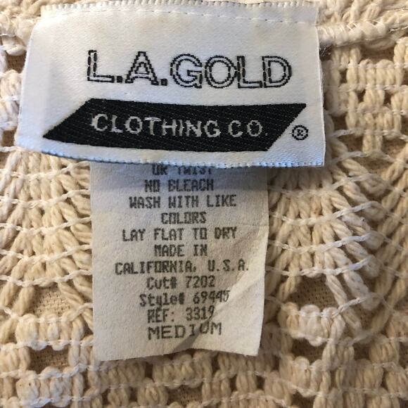 LA Gold boho cotton crocheted vest cream women's size medium - Picture 5 of 5